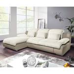 Ecksofa Delsbo Kunstleder / Flachgewebe mit Schlaffunktion - Beige - Longchair davorstehend links