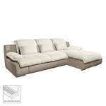 Ecksofa Delsbo Kunstleder / Flachgewebe mit Schlaffunktion - Beige - Longchair davorstehend rechts