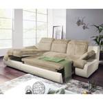 Ecksofa Delsbo Kunstleder / Microfaser mit Schlaffunktion - Creme / Beige - Longchair davorstehend links