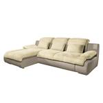 Ecksofa Delsbo Kunstleder / Microfaser mit Schlaffunktion - Sand / Beige - Longchair davorstehend links