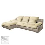 Ecksofa Delsbo Kunstleder / Microfaser mit Schlaffunktion - Sand / Beige - Longchair davorstehend links