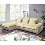 Ecksofa Delsbo Kunstleder / Microfaser mit Schlaffunktion - Sand / Beige - Longchair davorstehend links