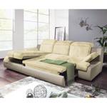 Ecksofa Delsbo Kunstleder / Microfaser mit Schlaffunktion - Sand / Beige - Longchair davorstehend links