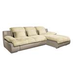 Ecksofa Delsbo Kunstleder / Microfaser mit Schlaffunktion - Sand / Beige - Longchair davorstehend rechts