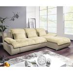 Ecksofa Delsbo Kunstleder / Microfaser mit Schlaffunktion - Sand / Beige - Longchair davorstehend rechts