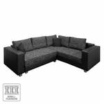 Canapé d'angle Dublin I (convertible) Imitation cuir / Tissu structuré - Noir / Anthracite - Largeur : 254 cm