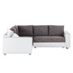 Ecksofa Dublin I (mit Schlaffunktion) Kunstleder/Strukturstoff - Weiß / Grau - Breite: 254 cm