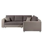 Hoekbank Dublin I (met slaapfunctie) kunstleer/structuurstof - Taupe/bruin - Breedte: 254 cm