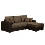 Ecksofa Dulmen Longchair beidseitig montierbar - Dunkelbraun / Cappuccino