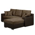 Ecksofa Dulmen Longchair beidseitig montierbar - Dunkelbraun / Cappuccino