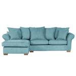 Ecksofa Durana Microfaser Jeansblau - Ottomane davorstehend links