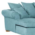 Ecksofa Durana Microfaser Jeansblau - Ottomane davorstehend links