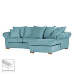 Ecksofa Durana Microfaser Jeansblau - Ottomane davorstehend rechts