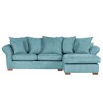 Ecksofa Durana Microfaser Jeansblau - Ottomane davorstehend rechts