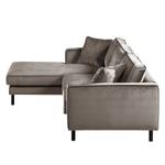 Ecksofa Edina Samt Muskat - Longchair davorstehend links - Mit Hocker