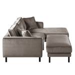 Ecksofa Edina Samt Muskat - Longchair davorstehend rechts - Mit Hocker