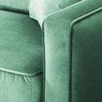 Canapé d'angle Edina Velours - Vert océan - Méridienne courte à droite (vue de face) - Sans repose-pieds
