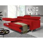 Ecksofa Eduardo Kunstleder Rot - Longchair davorstehend links - Schlaffunktion - Bettkasten