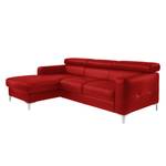 Ecksofa Eduardo Kunstleder Rot - Longchair davorstehend links - Schlaffunktion - Bettkasten