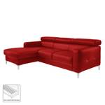 Ecksofa Eduardo Kunstleder Rot - Longchair davorstehend links - Schlaffunktion - Bettkasten