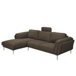 Ecksofa Ellscott Microfaser Braun - Longchair davorstehend links