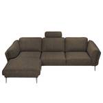 Ecksofa Ellscott Microfaser Braun - Longchair davorstehend links