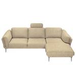 Hoekbank Ellscott microvezels Warm beige - Longchair vooraanzicht rechts