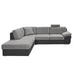 Ecksofa Eltham (mit Schlaffunktion) Flachgewebe / Strukturstoff Schwarz / Grau - Longchair davorstehend links