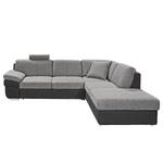 Ecksofa Eltham (mit Schlaffunktion) Flachgewebe / Strukturstoff Schwarz / Grau - Longchair davorstehend rechts