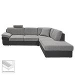 Ecksofa Eltham (mit Schlaffunktion) Flachgewebe / Strukturstoff Schwarz / Grau - Longchair davorstehend rechts