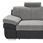 Ecksofa Eltham (mit Schlaffunktion) Flachgewebe / Strukturstoff Schwarz / Grau - Longchair davorstehend rechts