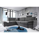 Ecksofa Eltham (mit Schlaffunktion) Microvelour - Anthrazit - Longchair davorstehend links