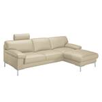 Ecksofa Parlin Echtleder Beige - Longchair davorstehend rechts - Mit Kopfstütze