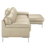 Ecksofa Parlin Echtleder Beige - Longchair davorstehend rechts - Mit Kopfstütze