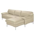 Ecksofa Parlin Echtleder Beige - Longchair davorstehend rechts - Ohne Kopfstütze