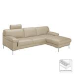 Ecksofa Parlin Kunstleder Beige - Longchair davorstehend rechts - Mit Kopfstütze