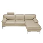 Ecksofa Parlin Kunstleder Beige - Longchair davorstehend rechts - Mit Kopfstütze