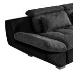 Ecksofa Estoi Microfaser/Strukturstoff - Schwarz/Grau - Longchair davorstehend rechts - Schlaffunktion - Bettkasten