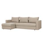 Ecksofa Estrala (mit Schlaffunktion) Webstoff - Stoff Zahira: Beige-Grau - Longchair davorstehend links