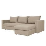 Ecksofa Estrala (mit Schlaffunktion) Webstoff - Stoff Zahira: Beige-Grau - Longchair davorstehend rechts