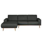 Ecksofa Eva I Webstoff Webstoff - Anthrazit - Longchair davorstehend links - Beige - Eiche