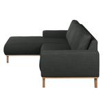 Hoekbank Eva I geweven stof - Antraciet - Longchair vooraanzicht links - Beige - Eik