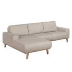 Ecksofa Eva I Webstoff Webstoff - Lichtgrau - Longchair davorstehend links - Beige - Eiche