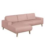 Hoekbank Eva I geweven stof - Mauve - Longchair vooraanzicht links - Beige - Eik