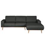 Ecksofa Eva I Webstoff Anthrazit - Longchair davorstehend rechts - Beige - Eiche