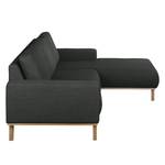 Ecksofa Eva I Webstoff Anthrazit - Longchair davorstehend rechts - Beige - Eiche