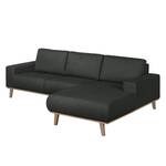 Ecksofa Eva I Webstoff Anthrazit - Longchair davorstehend rechts - Beige - Eiche