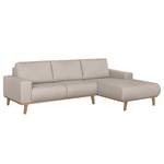 Ecksofa Eva I Webstoff Lichtgrau - Longchair davorstehend rechts - Beige - Eiche