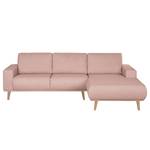 Hoekbank Eva I geweven stof - Mauve - Longchair vooraanzicht rechts - Beige - Eik