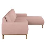 Hoekbank Eva I geweven stof - Mauve - Longchair vooraanzicht rechts - Beige - Eik